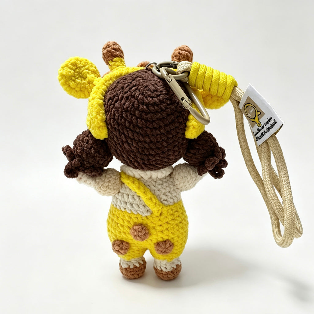 Deer Girl Amigurumi Charm — Handmade Crochet Keychain Doll