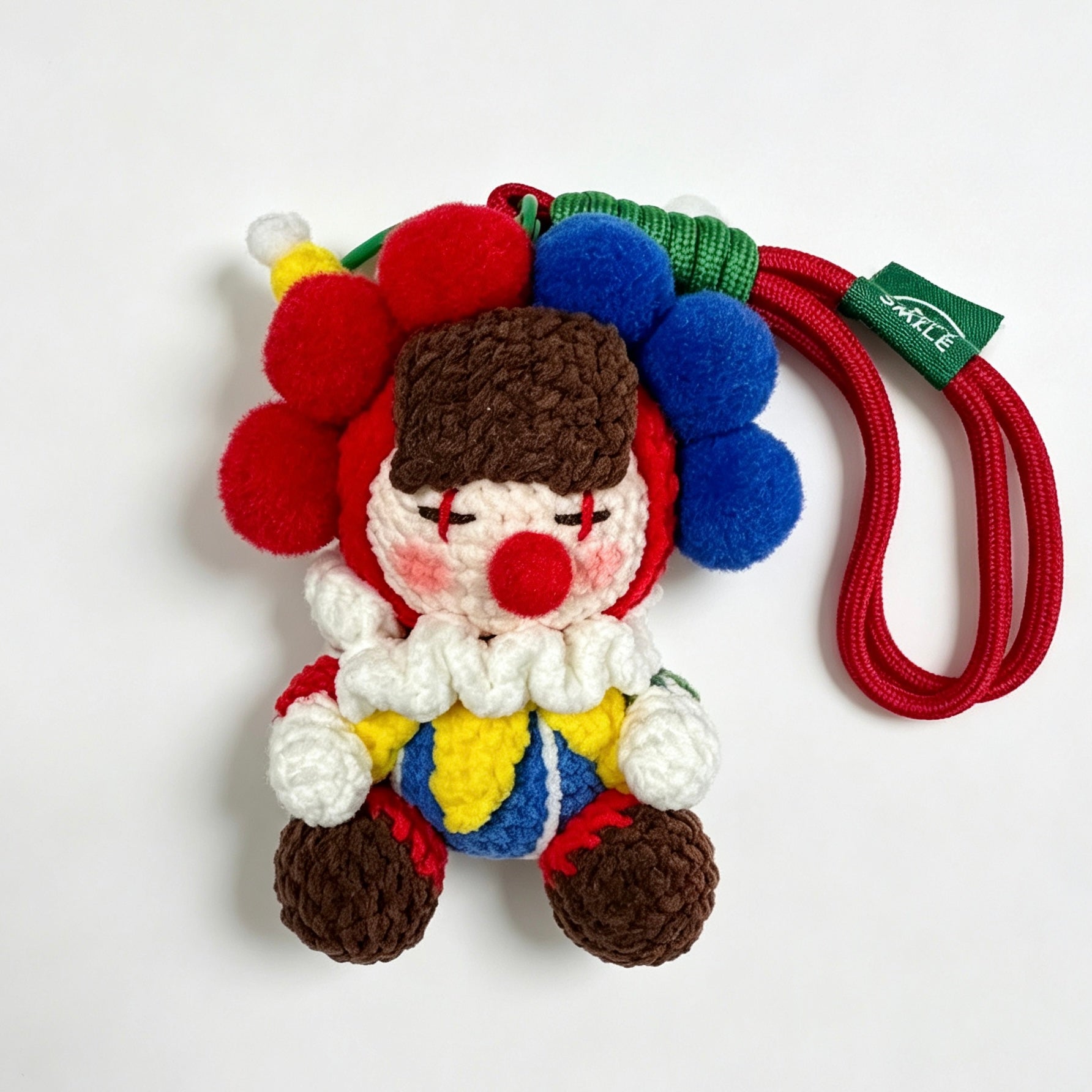 Clown Amigurumi Charm — Handmade Crochet Keychain Doll