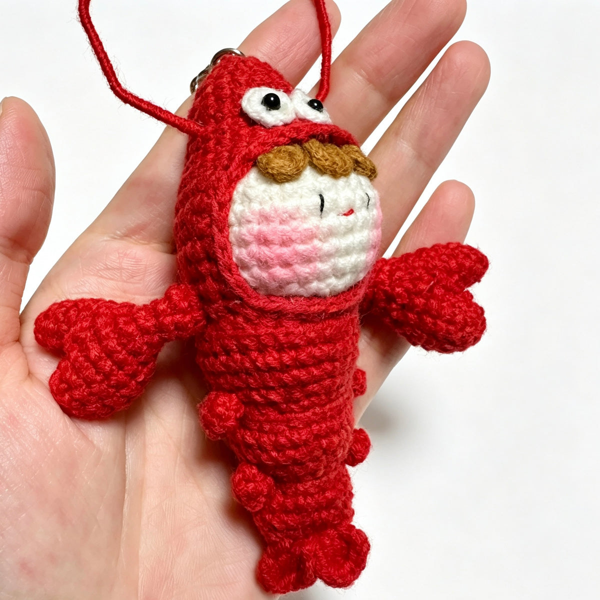 Quirky Red Lobster Baby Charm — Handmade Crochet Keychain 🦞❤️