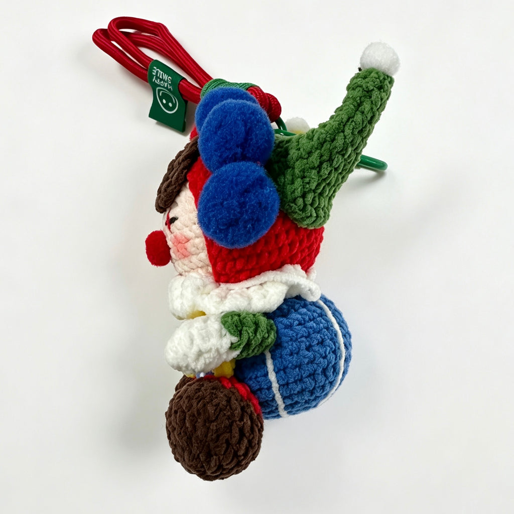 Clown Amigurumi Charm — Handmade Crochet Keychain Doll