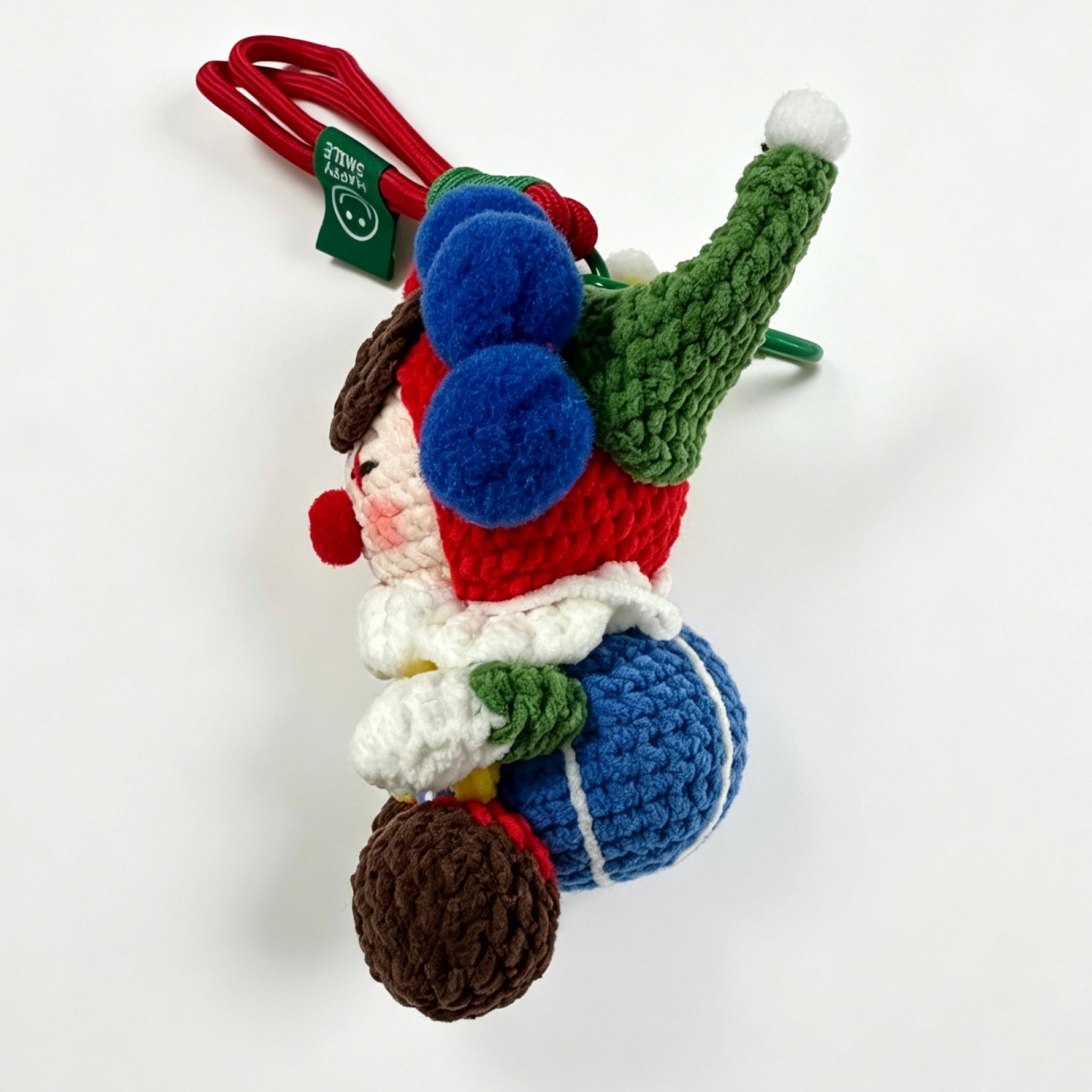 Clown Amigurumi Charm — Handmade Crochet Keychain Doll