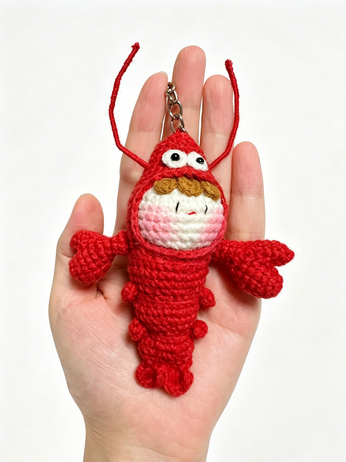 Quirky Red Lobster Baby Charm — Handmade Crochet Keychain 🦞❤️