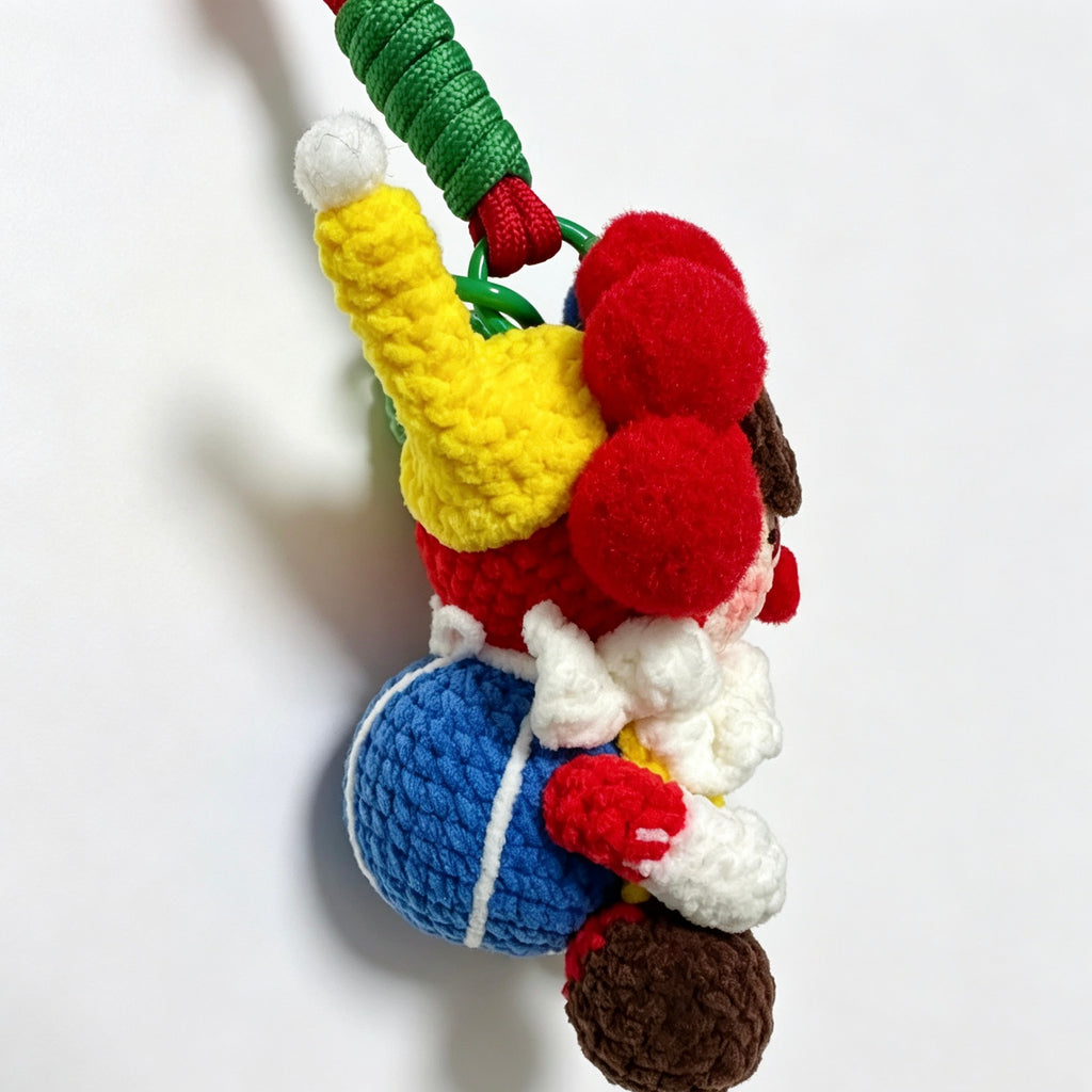 Clown Amigurumi Charm — Handmade Crochet Keychain Doll