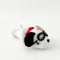 Lazy Pup Amigurumi Charm — Handmade Crochet Keychain Doll