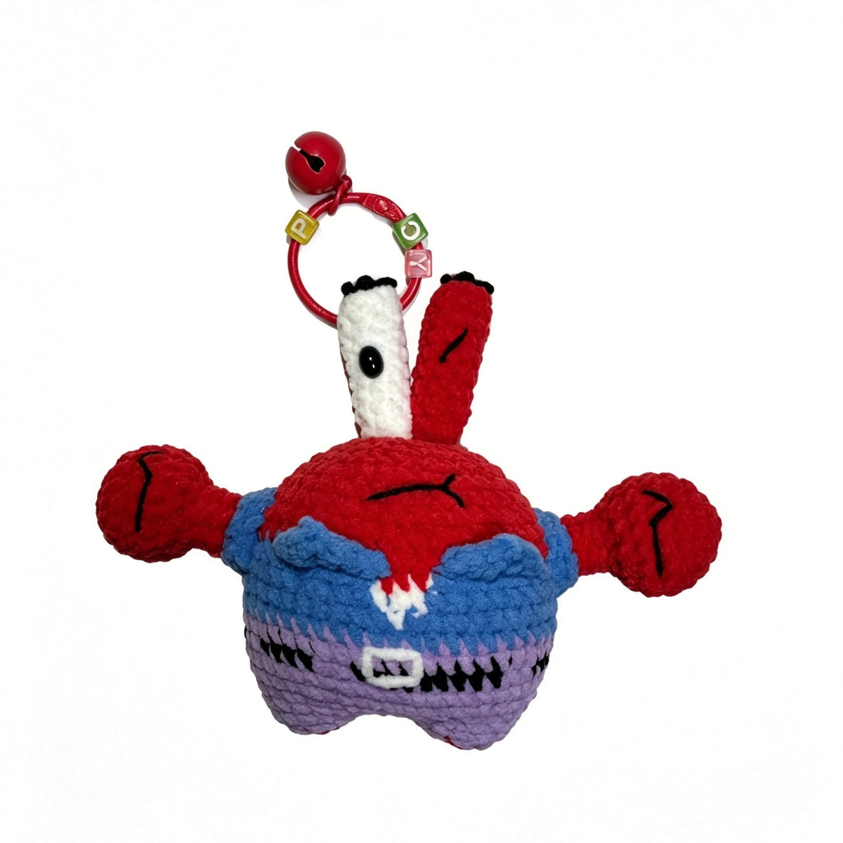 Grumpy Red Crab Boss Handmade Crochet Keychain Charm