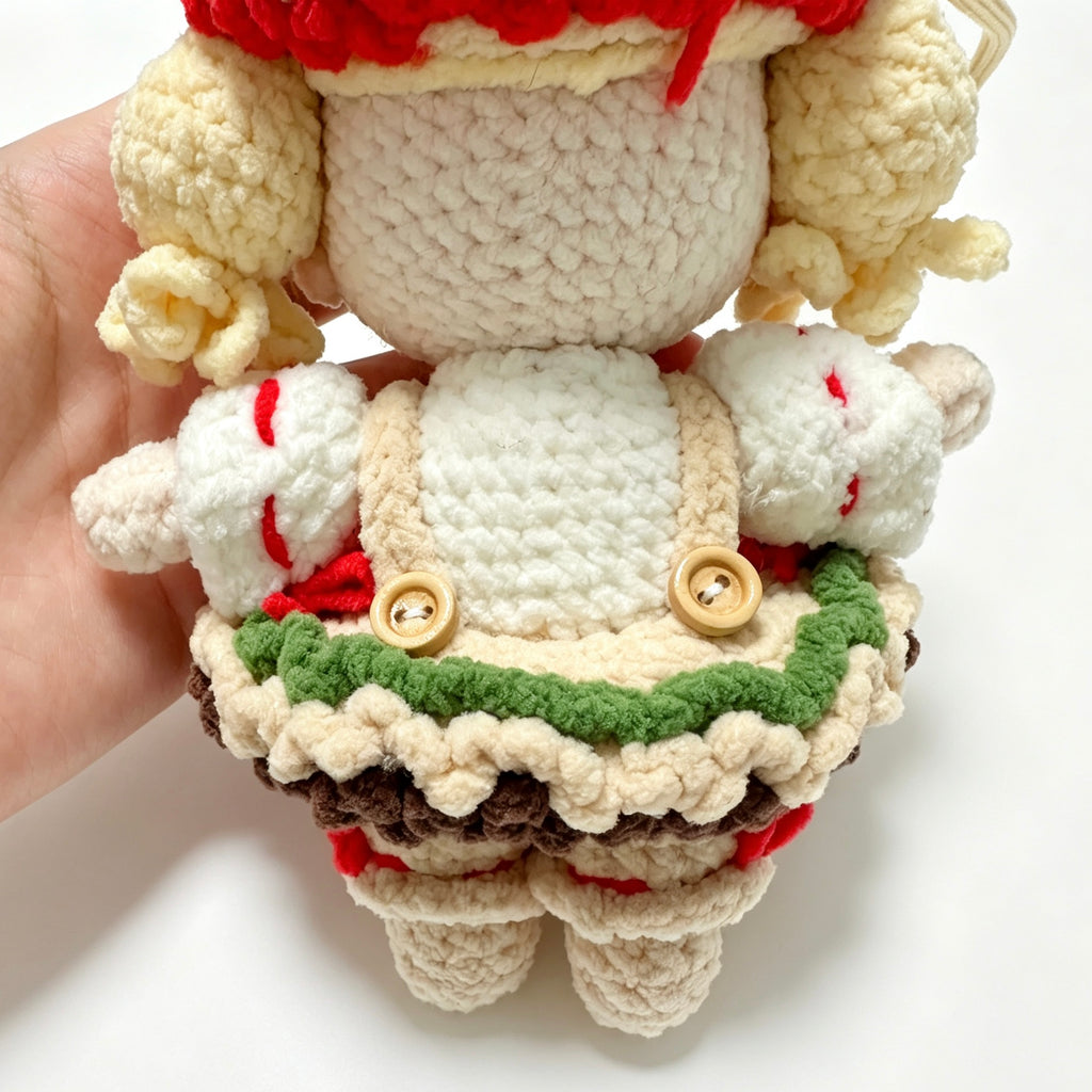 Burger Girl Amigurumi Charm — Handmade Crochet Keychain Doll