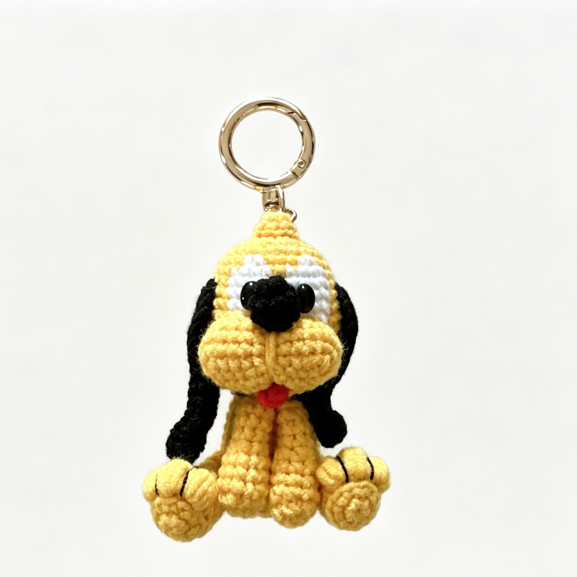 Yellow Dog Amigurumi Charm — Handmade Crochet Keychain Doll