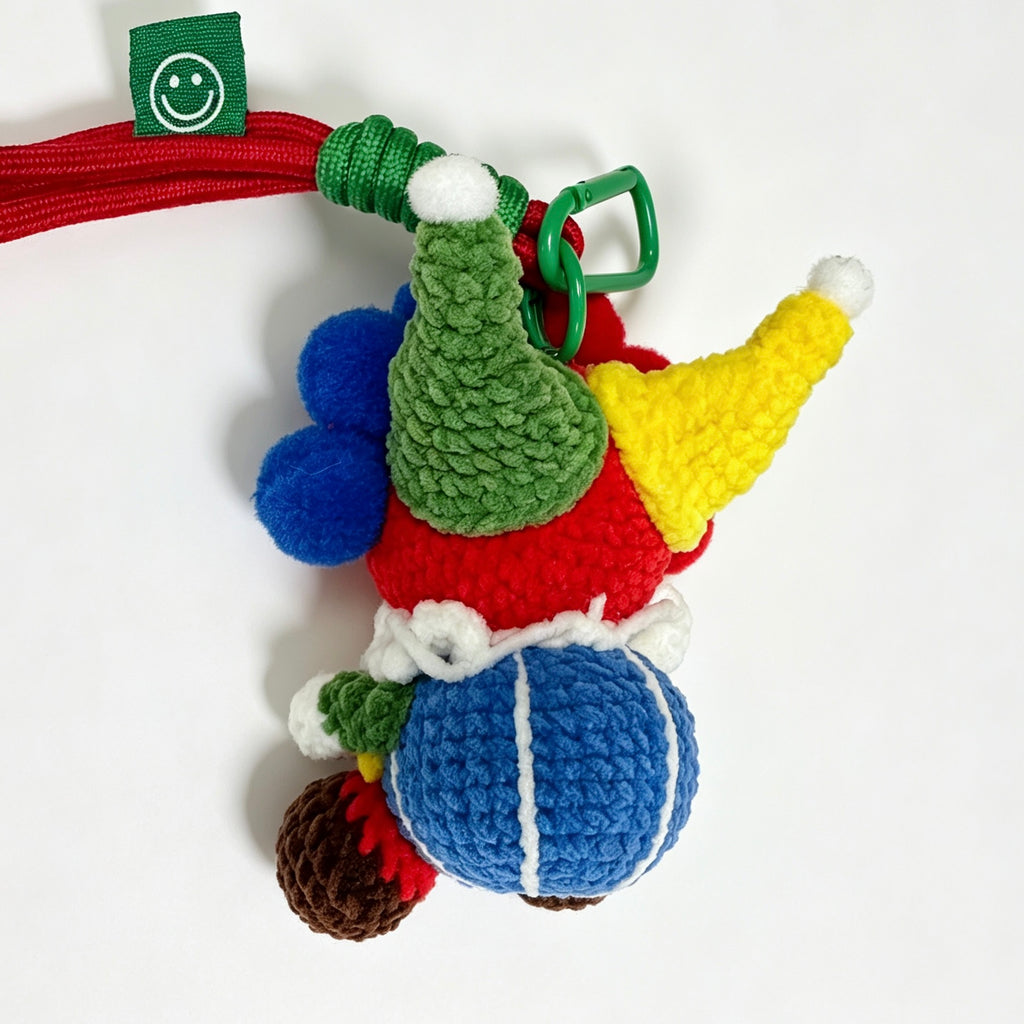 Clown Amigurumi Charm — Handmade Crochet Keychain Doll
