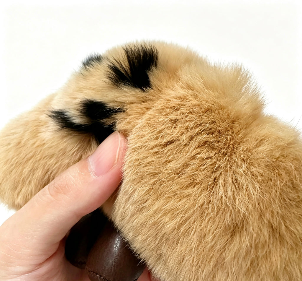 Smirking Croissant with Boots — Genuine Rex Rabbit Fur Bag Charm 🥐🤎