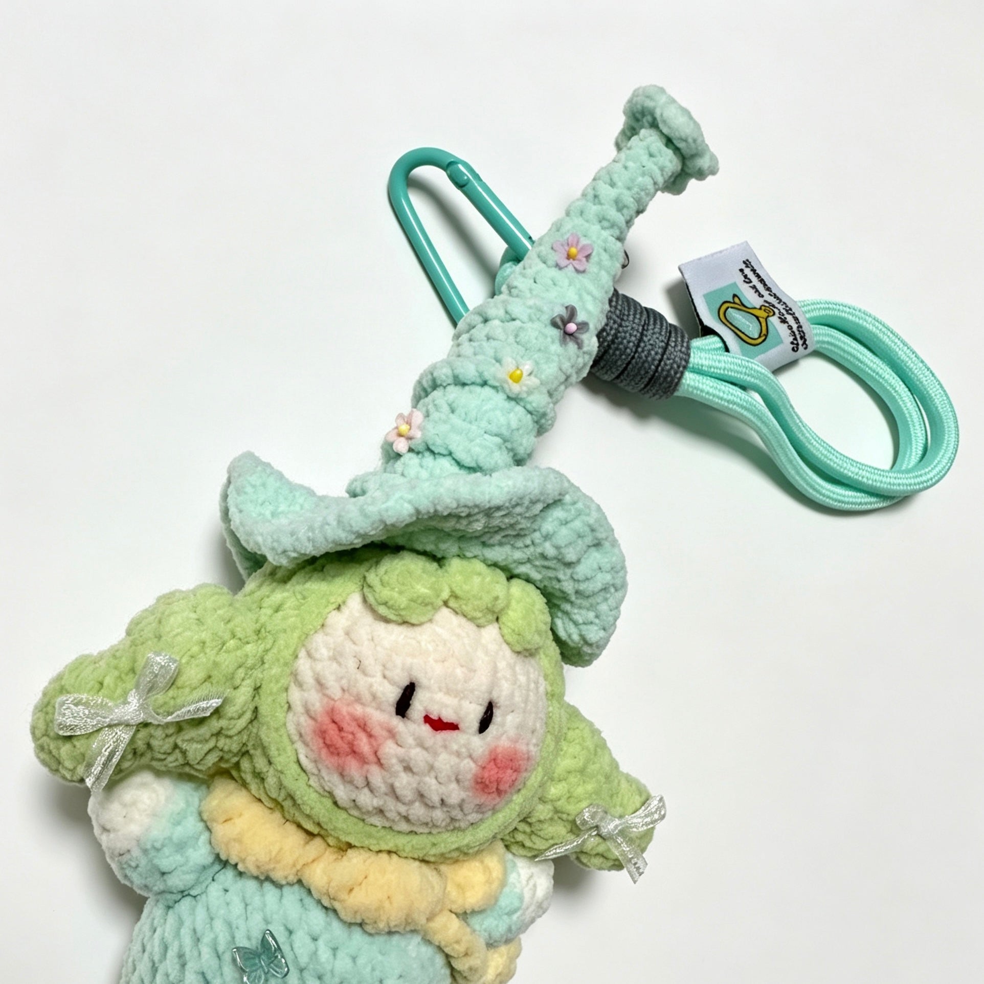 Forest Sprite Dumpling Amigurumi Charm — Handmade Crochet Keychain Doll