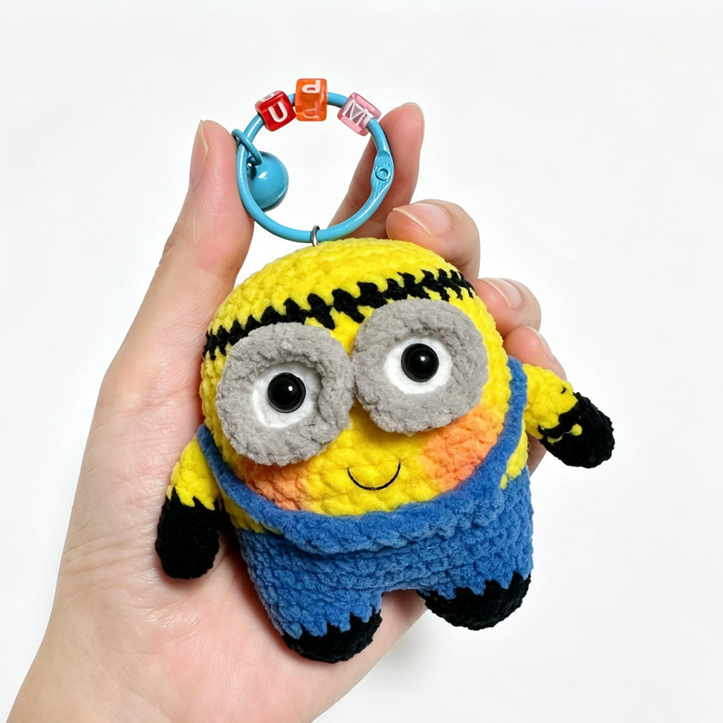Playful Yellow Minion Charm — Chenille Amigurumi Keychain 🍌💛