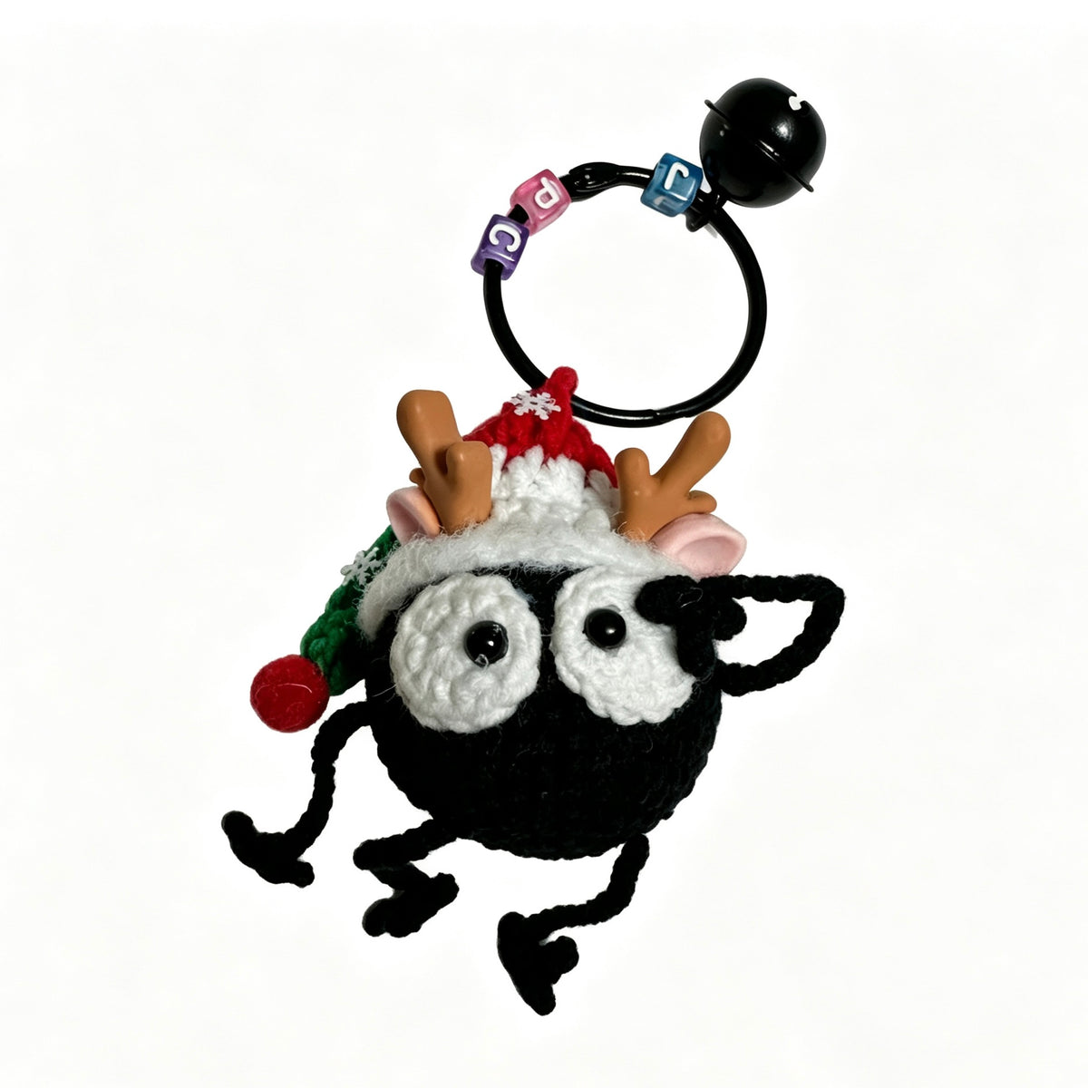 Christmas Reindeer Soot Sprite Handmade Crochet Keychain Charm