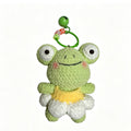 Cheerful Green Frog Charm — Chenille Amigurumi Keychain 🐸🔔