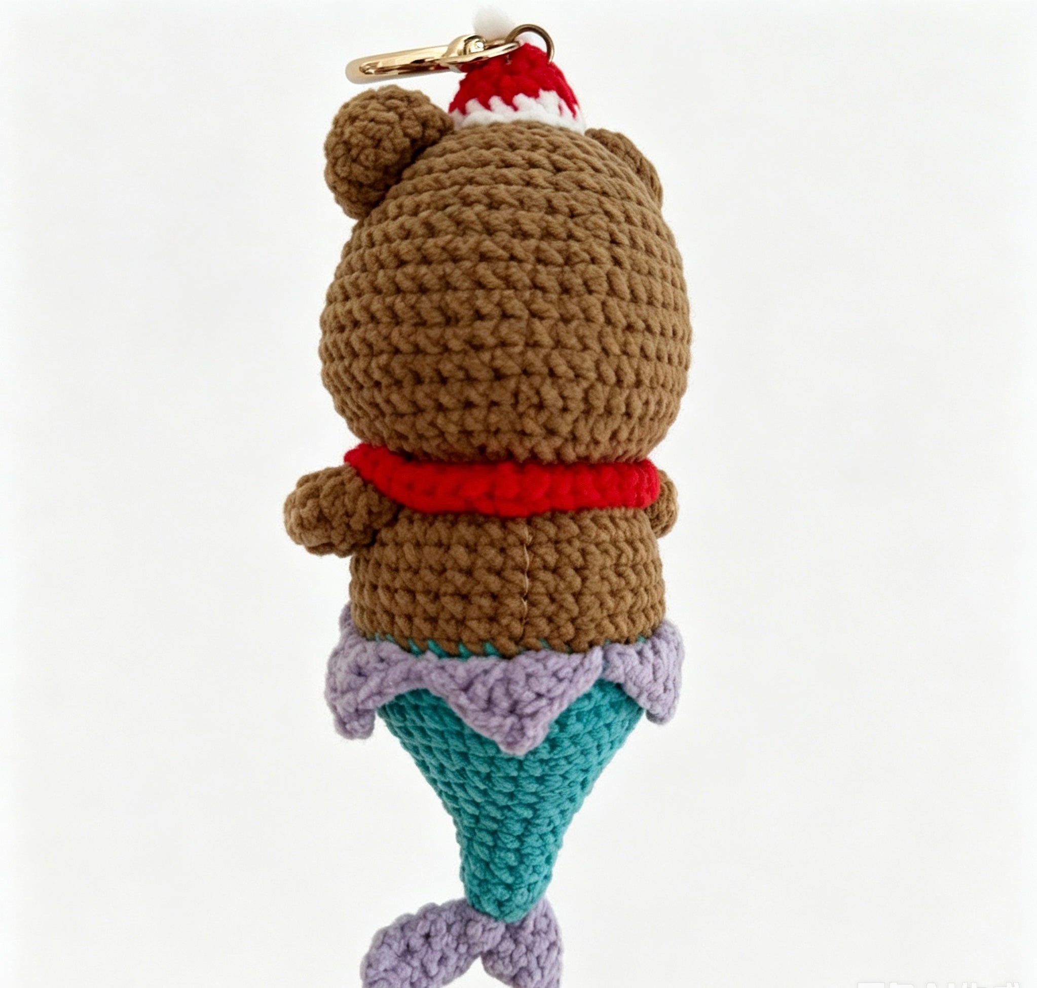 Christmas Bear Ice Cream Crochet Doll Amigurumi Charm | Keychain & Bag Pendant