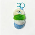 Fluffy Striped Caterpillar — Rex Rabbit Fur Bag Charm 🐛💚