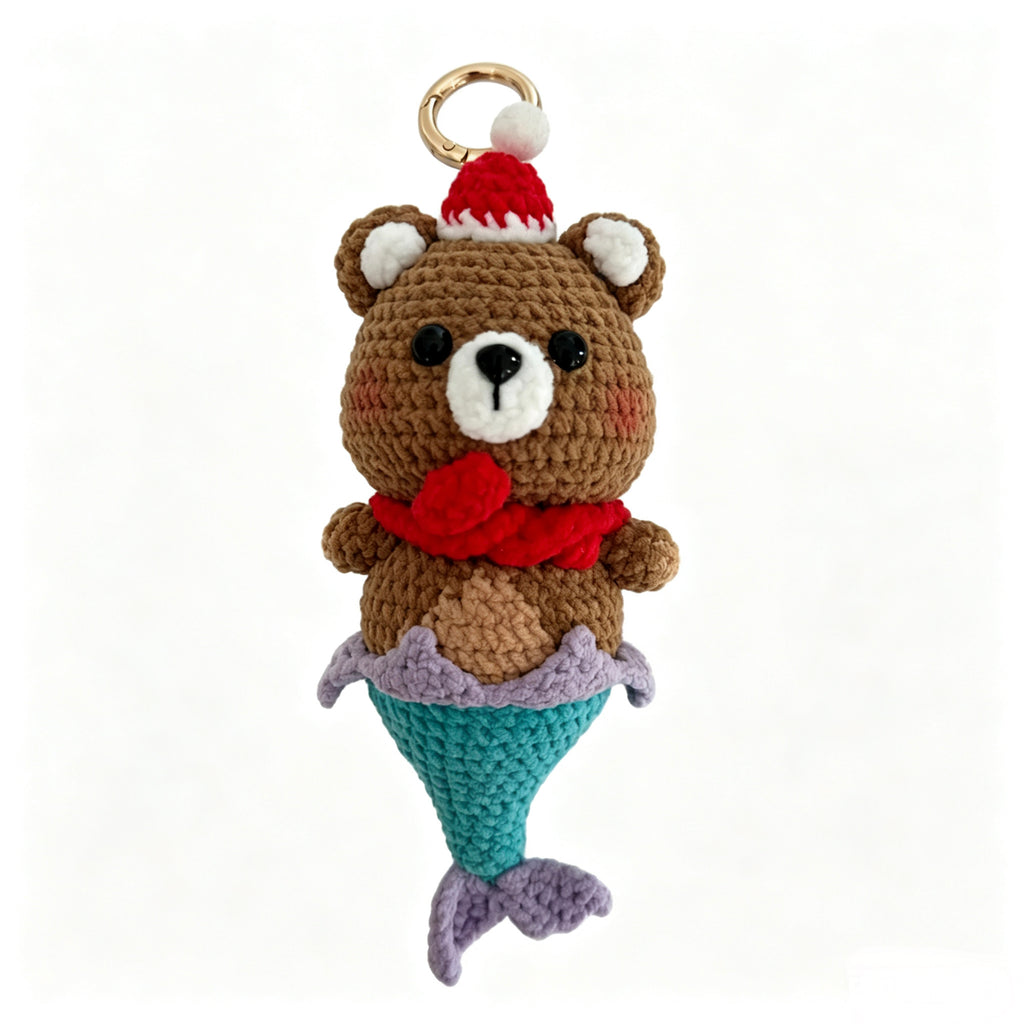 Christmas Bear Ice Cream Crochet Doll Amigurumi Charm | Keychain & Bag Pendant