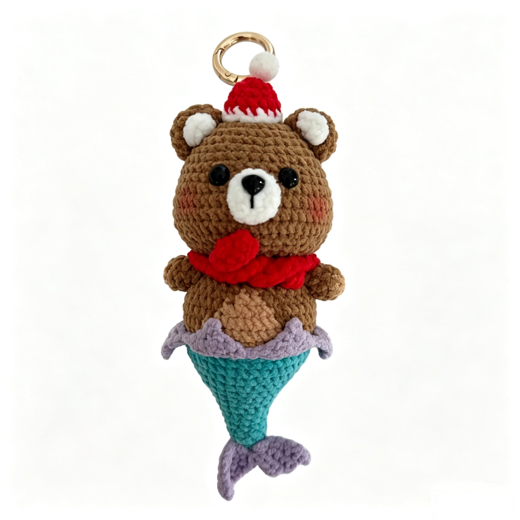 Christmas Bear Ice Cream Crochet Doll Amigurumi Charm | Keychain & Bag Pendant