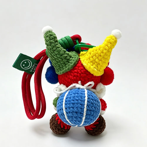Clown Amigurumi Charm — Handmade Crochet Keychain Doll