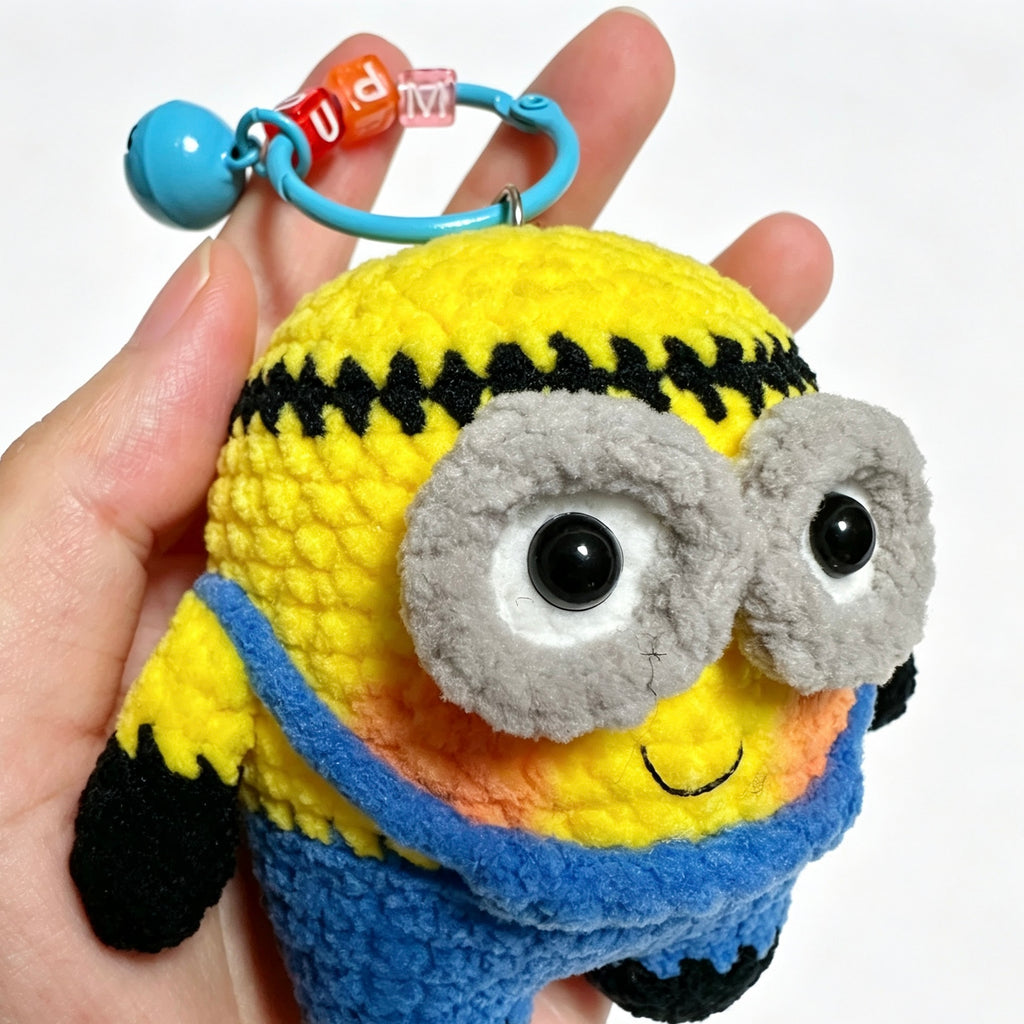 Playful Yellow Minion Charm — Chenille Amigurumi Keychain 🍌💛