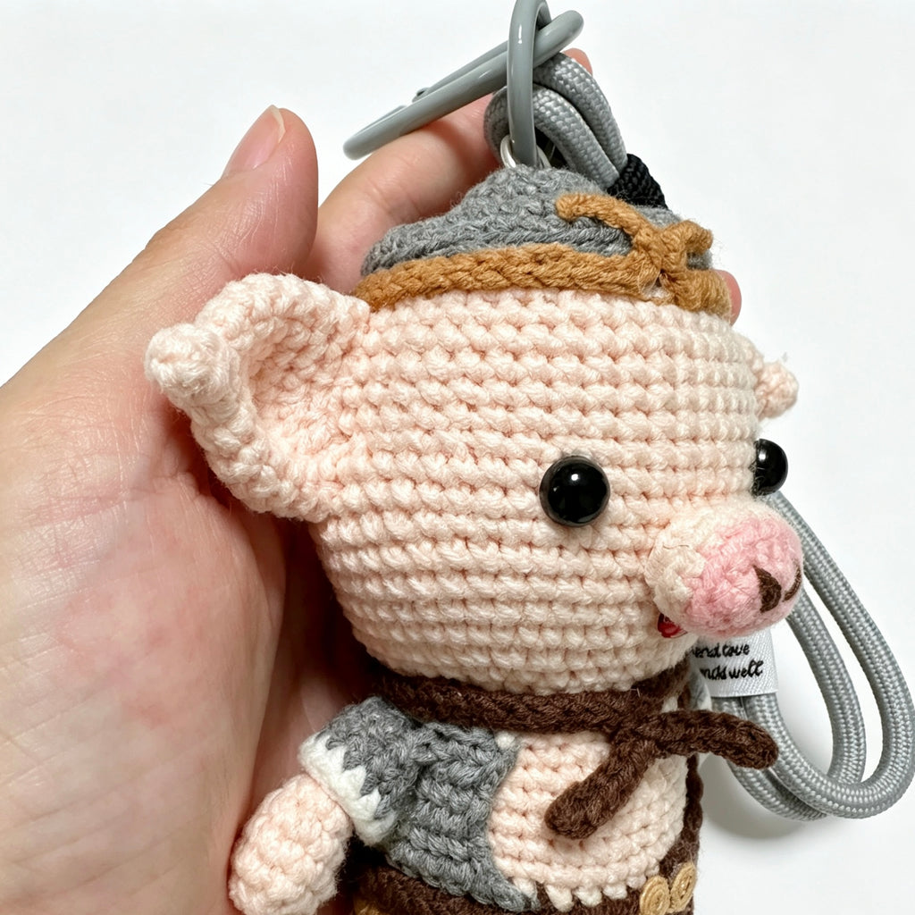 Pigsy Amigurumi Charm — Handmade Crochet Keychain Doll