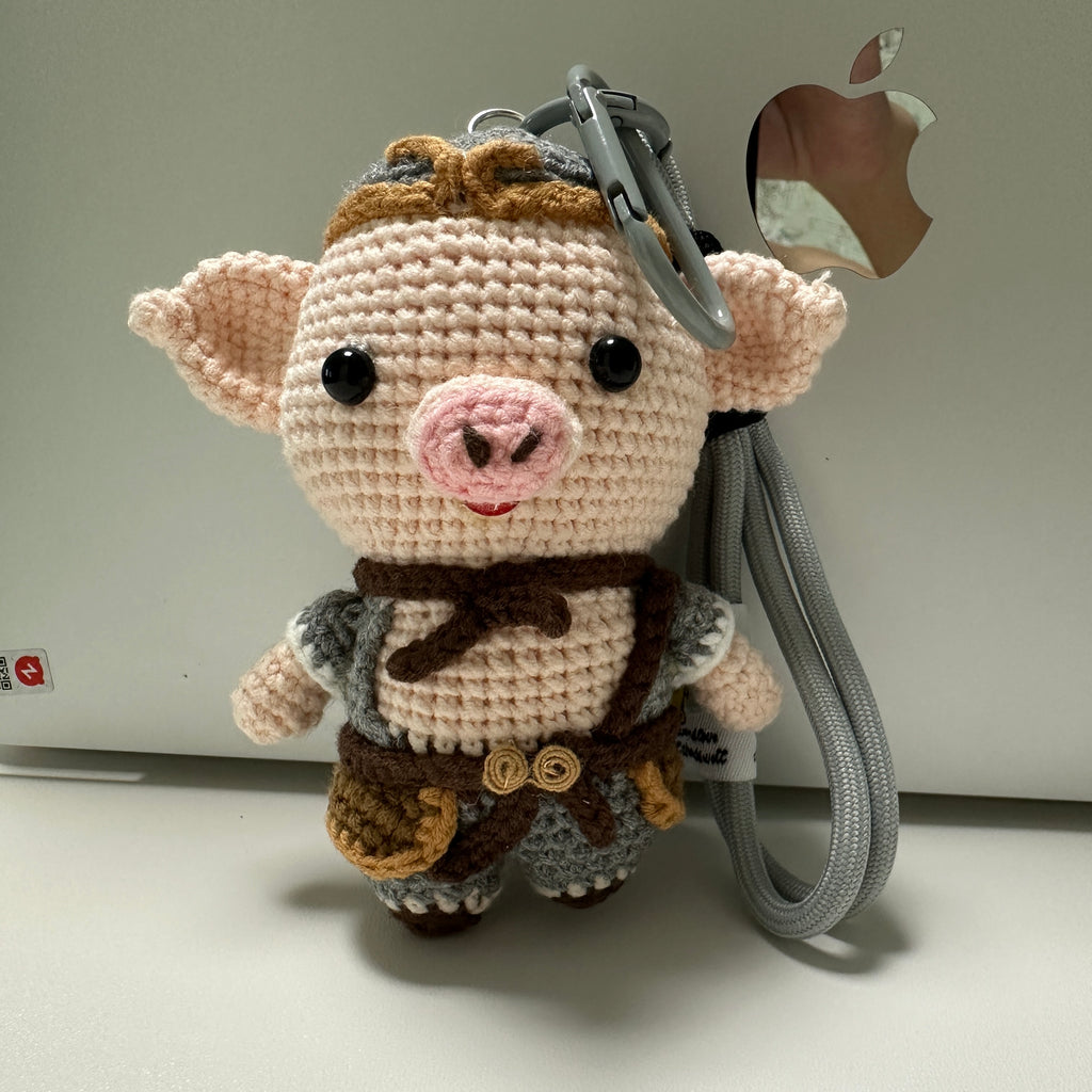 Pigsy Amigurumi Charm — Handmade Crochet Keychain Doll