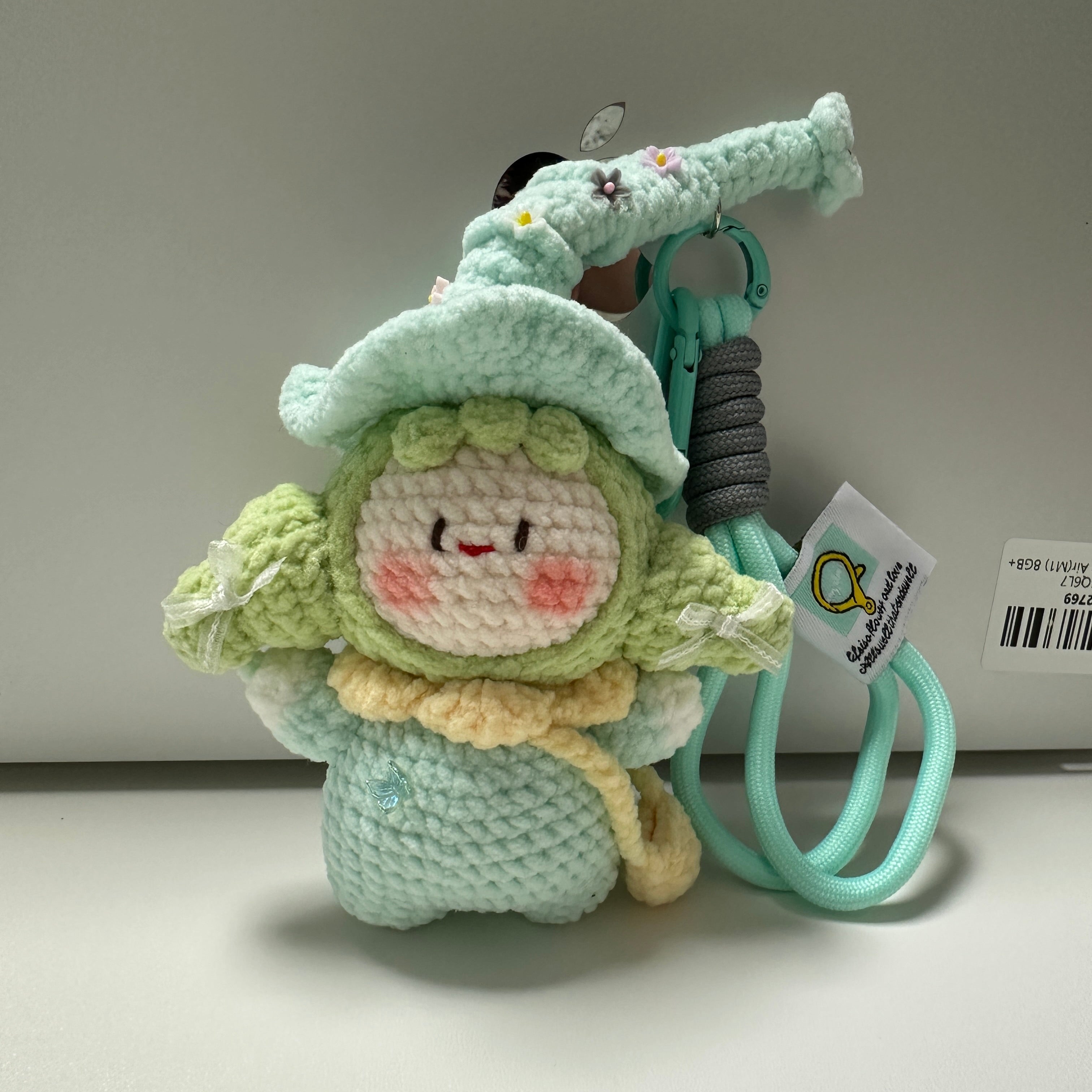 Forest Sprite Dumpling Amigurumi Charm — Handmade Crochet Keychain Doll