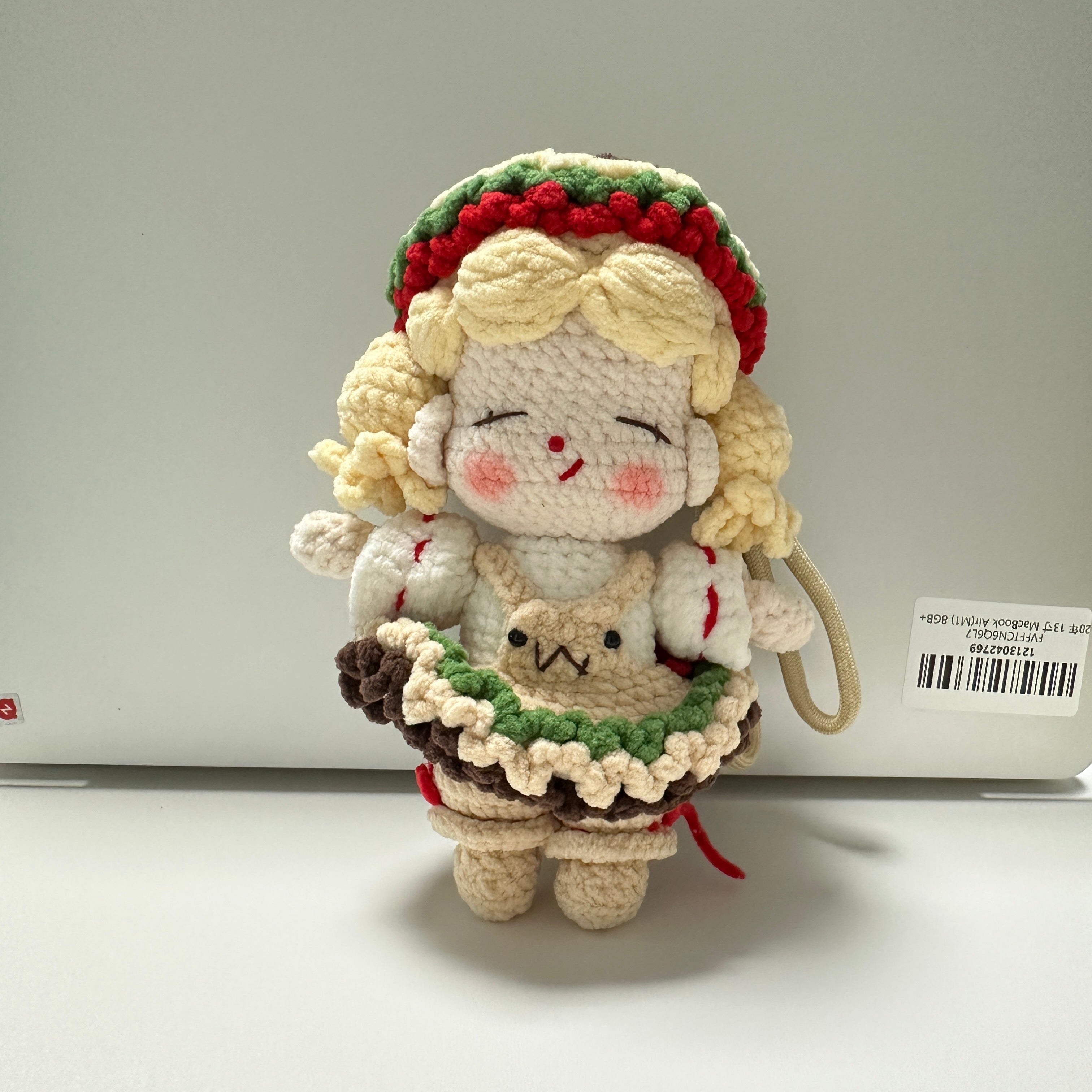 Burger Girl Amigurumi Charm — Handmade Crochet Keychain Doll