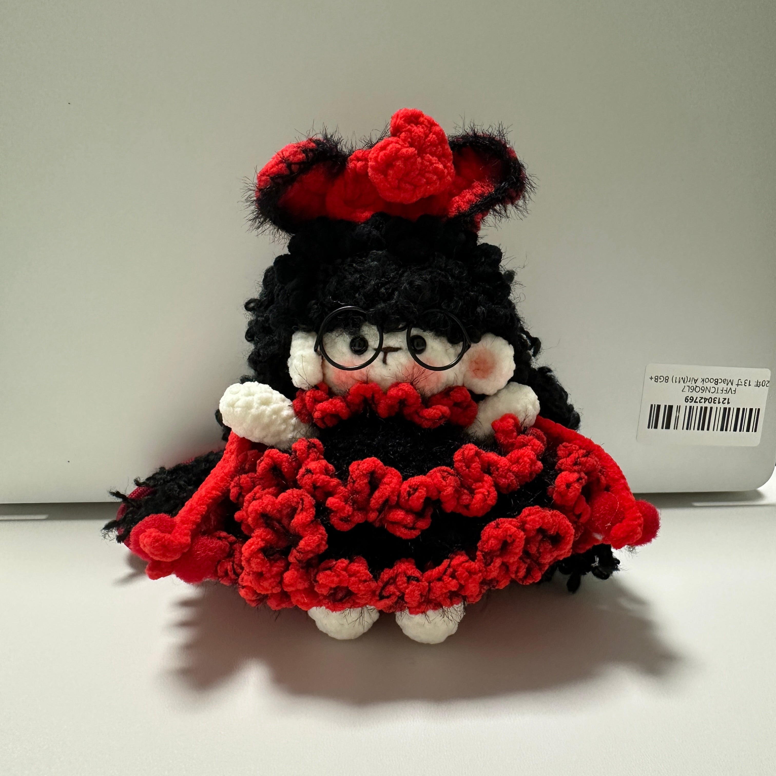 Devil Sheep Amigurumi Charm — Handmade Crochet Keychain Doll
