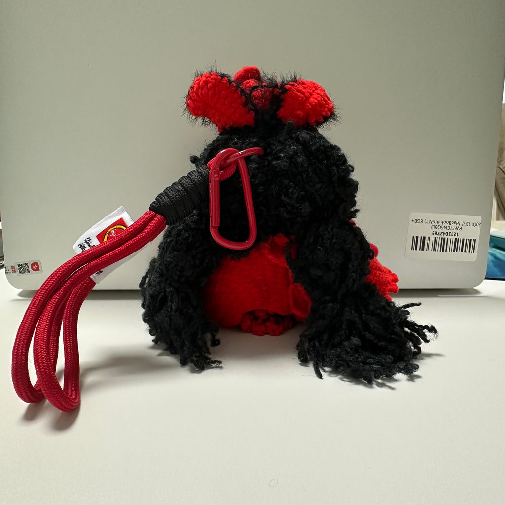 Devil Sheep Amigurumi Charm — Handmade Crochet Keychain Doll