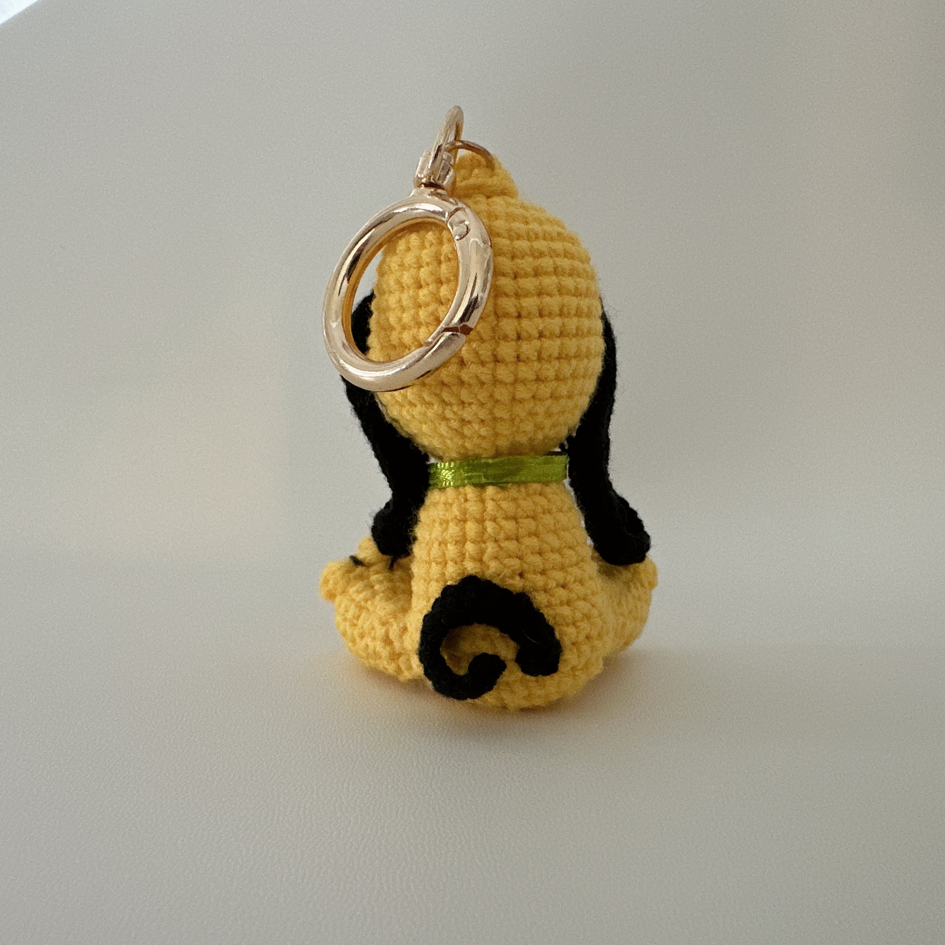 Yellow Dog Amigurumi Charm — Handmade Crochet Keychain Doll