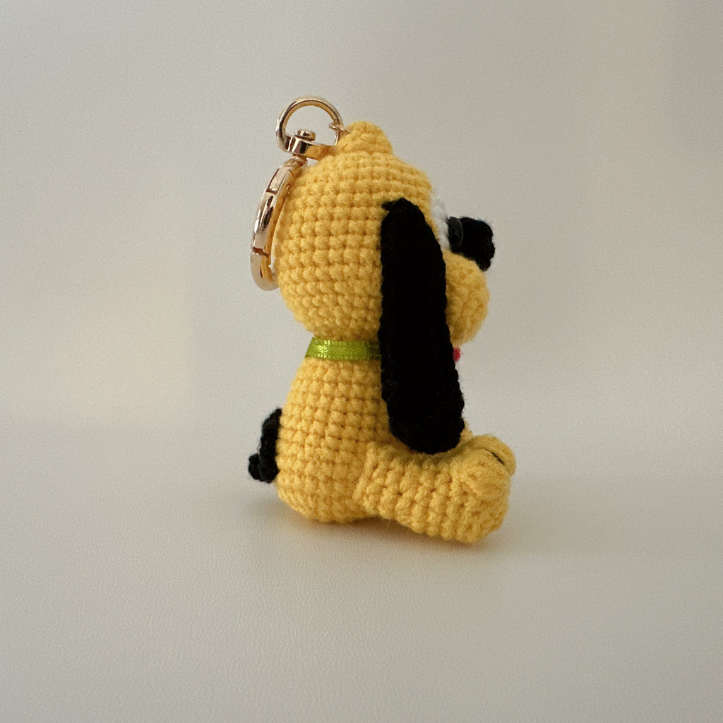 Yellow Dog Amigurumi Charm — Handmade Crochet Keychain Doll