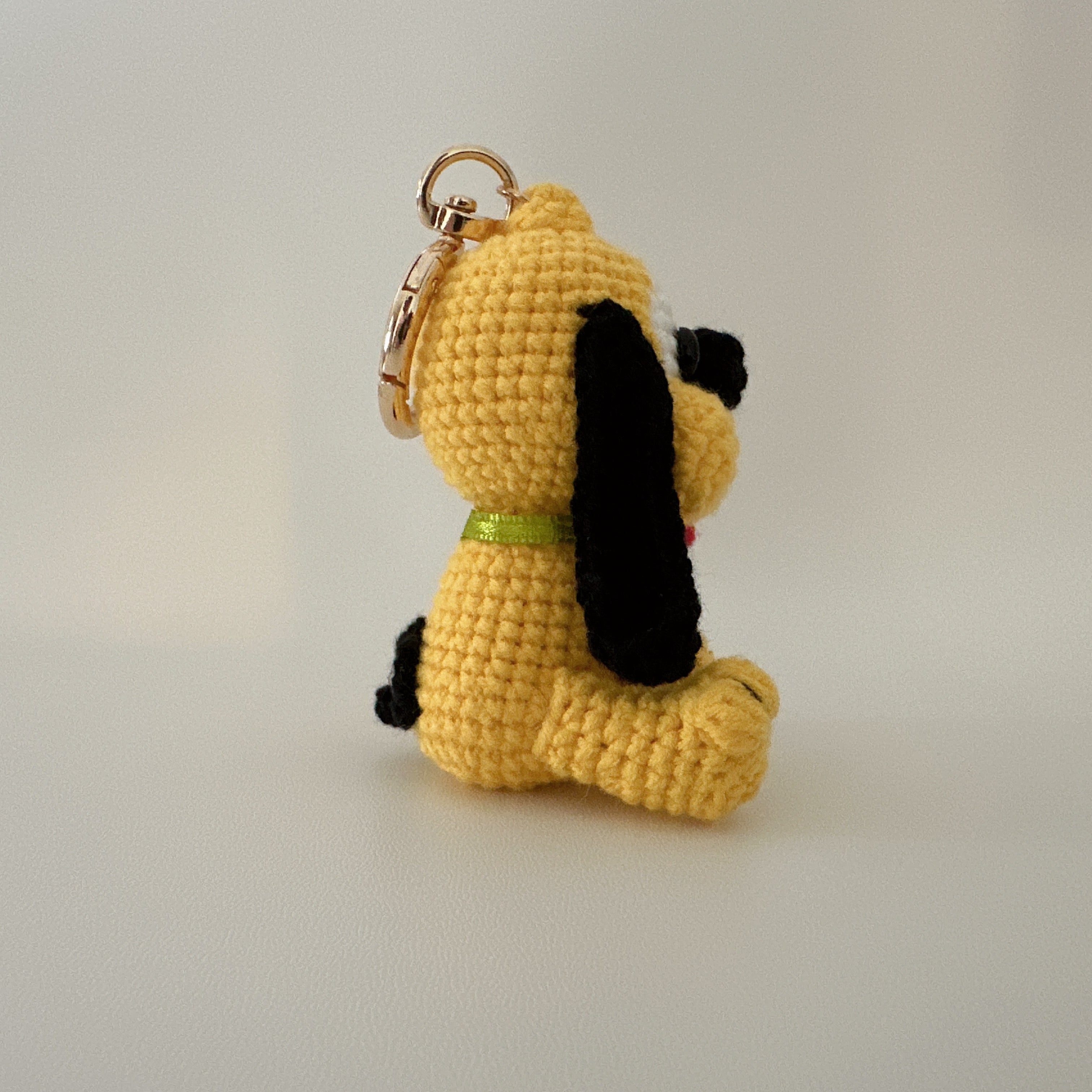 Yellow Dog Amigurumi Charm — Handmade Crochet Keychain Doll