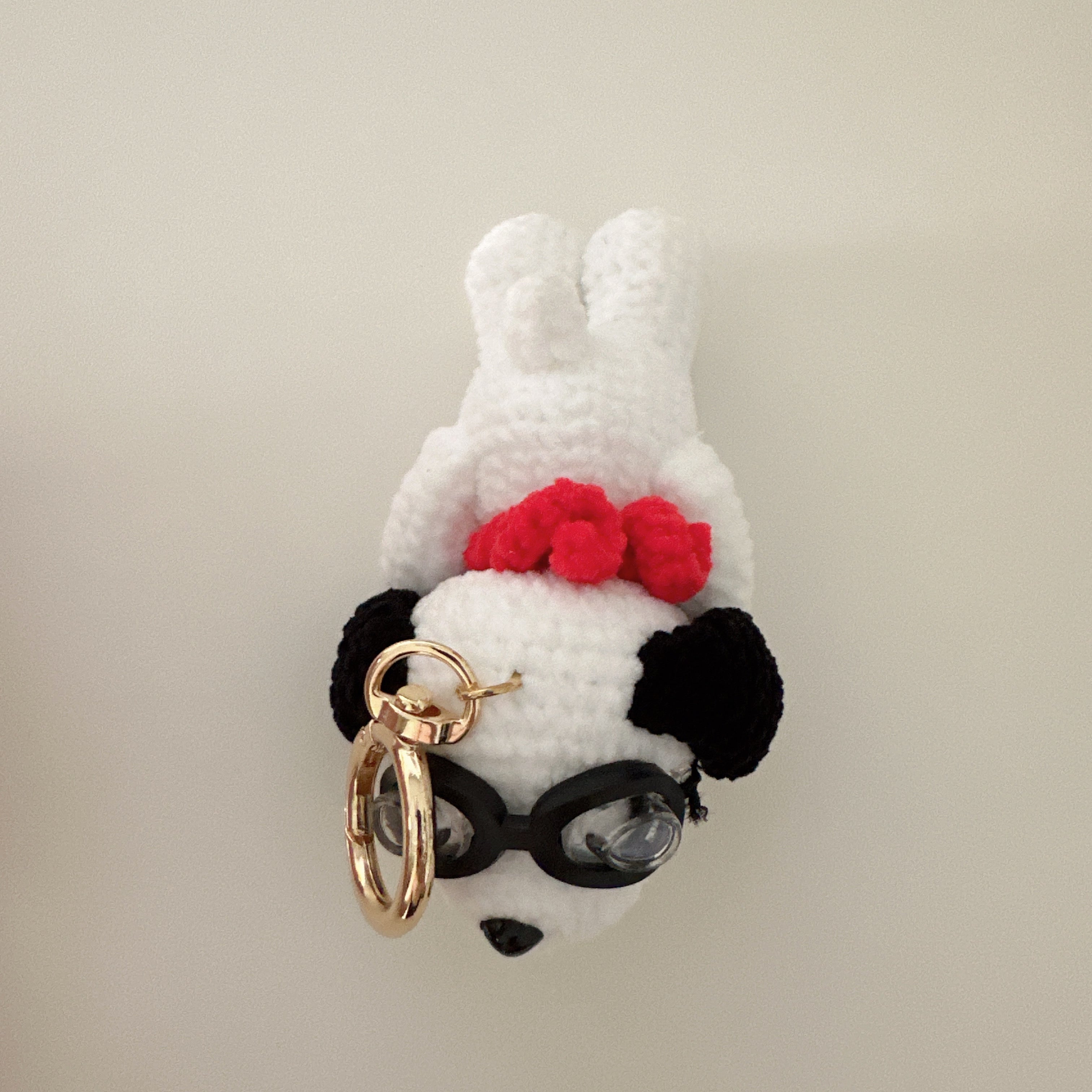 Lazy Pup Amigurumi Charm — Handmade Crochet Keychain Doll