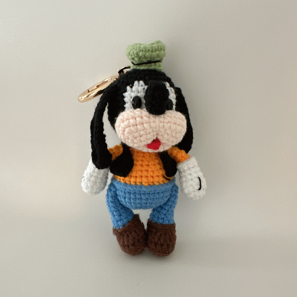 Clumsy Pup Amigurumi Charm — Handmade Crochet Keychain Doll