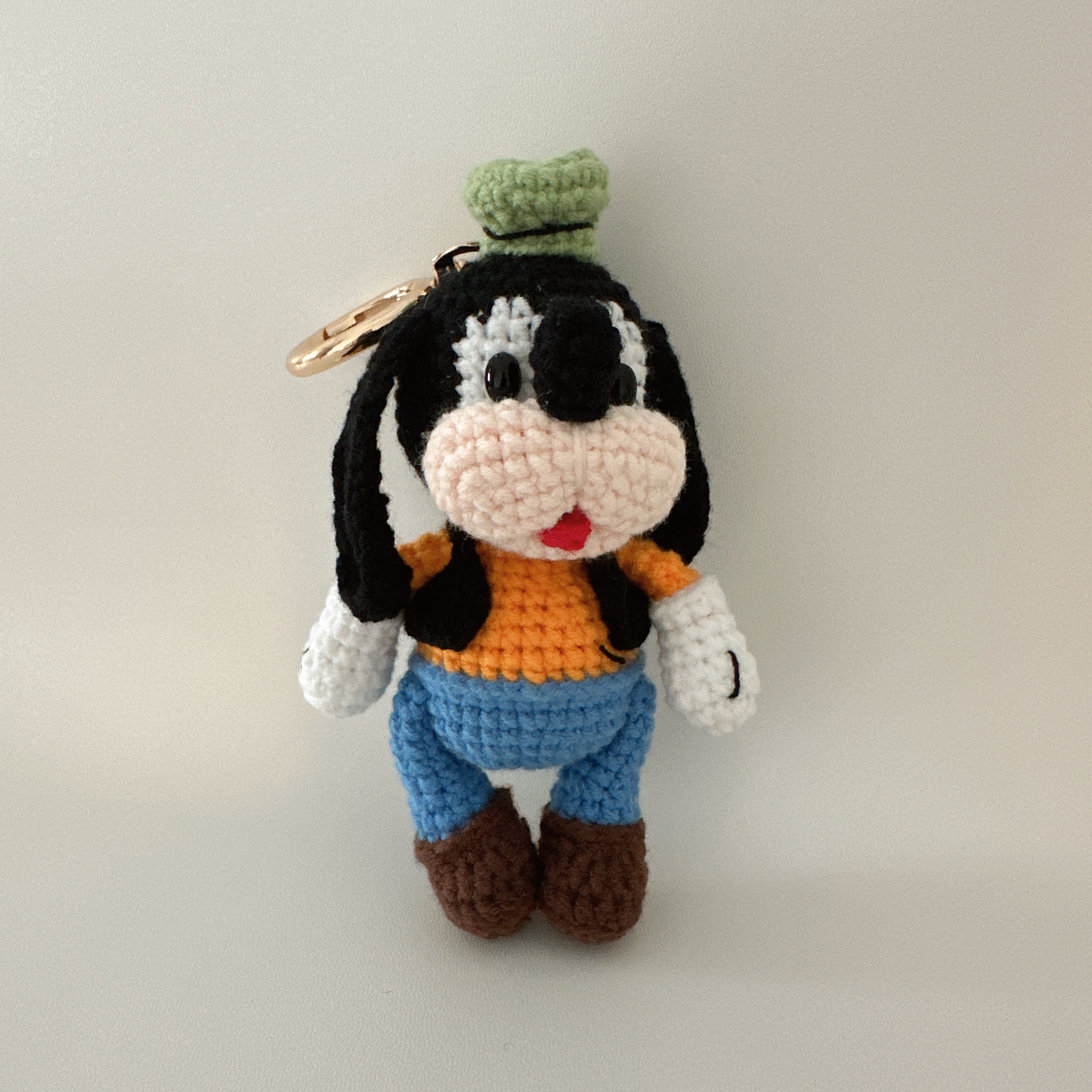 Clumsy Pup Amigurumi Charm — Handmade Crochet Keychain Doll