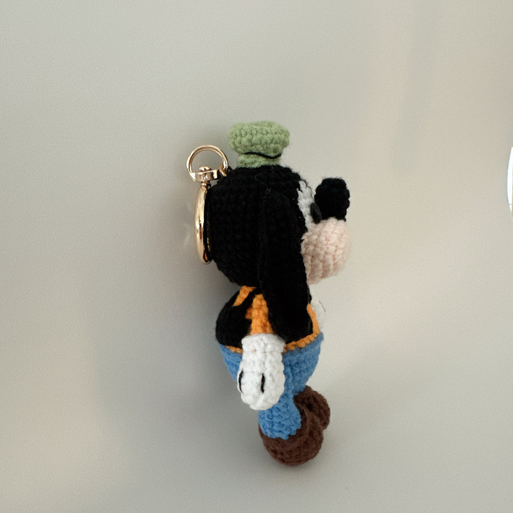 Clumsy Pup Amigurumi Charm — Handmade Crochet Keychain Doll