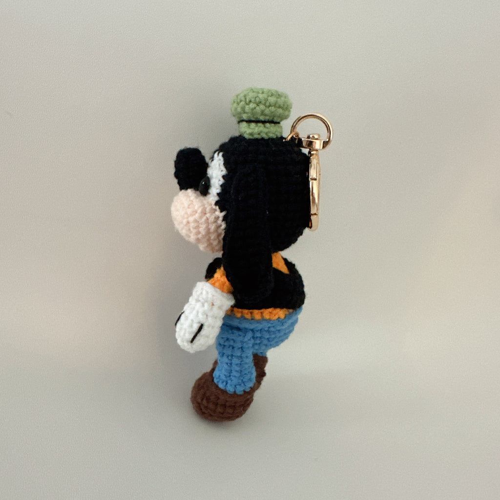 Clumsy Pup Amigurumi Charm — Handmade Crochet Keychain Doll