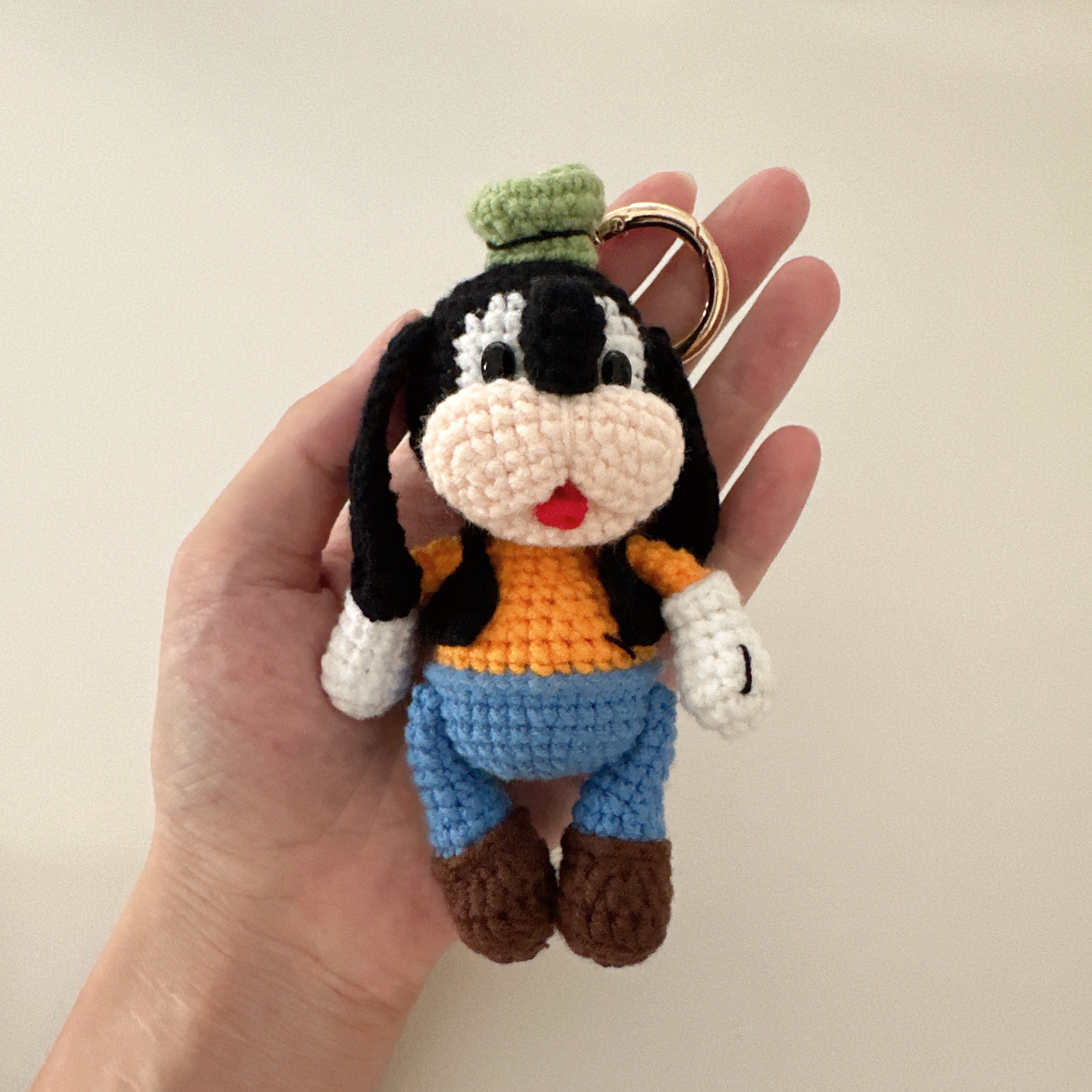 Clumsy Pup Amigurumi Charm — Handmade Crochet Keychain Doll