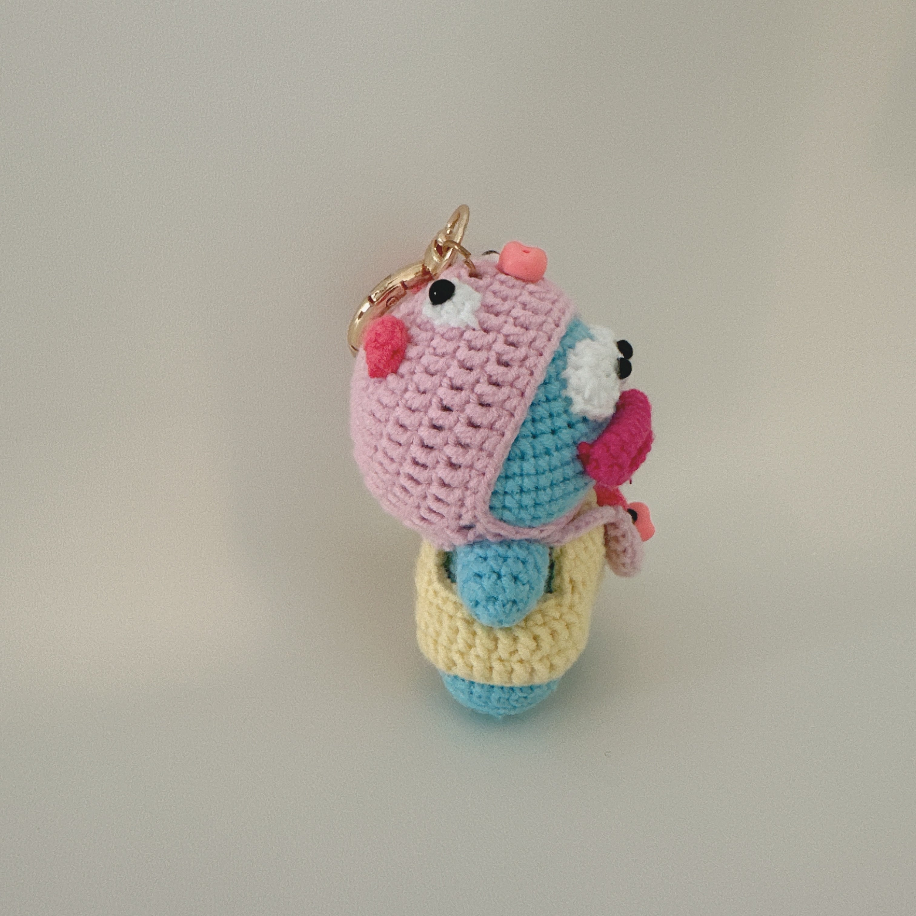 Froggy Monster Amigurumi Charm — Handmade Crochet Keychain Doll