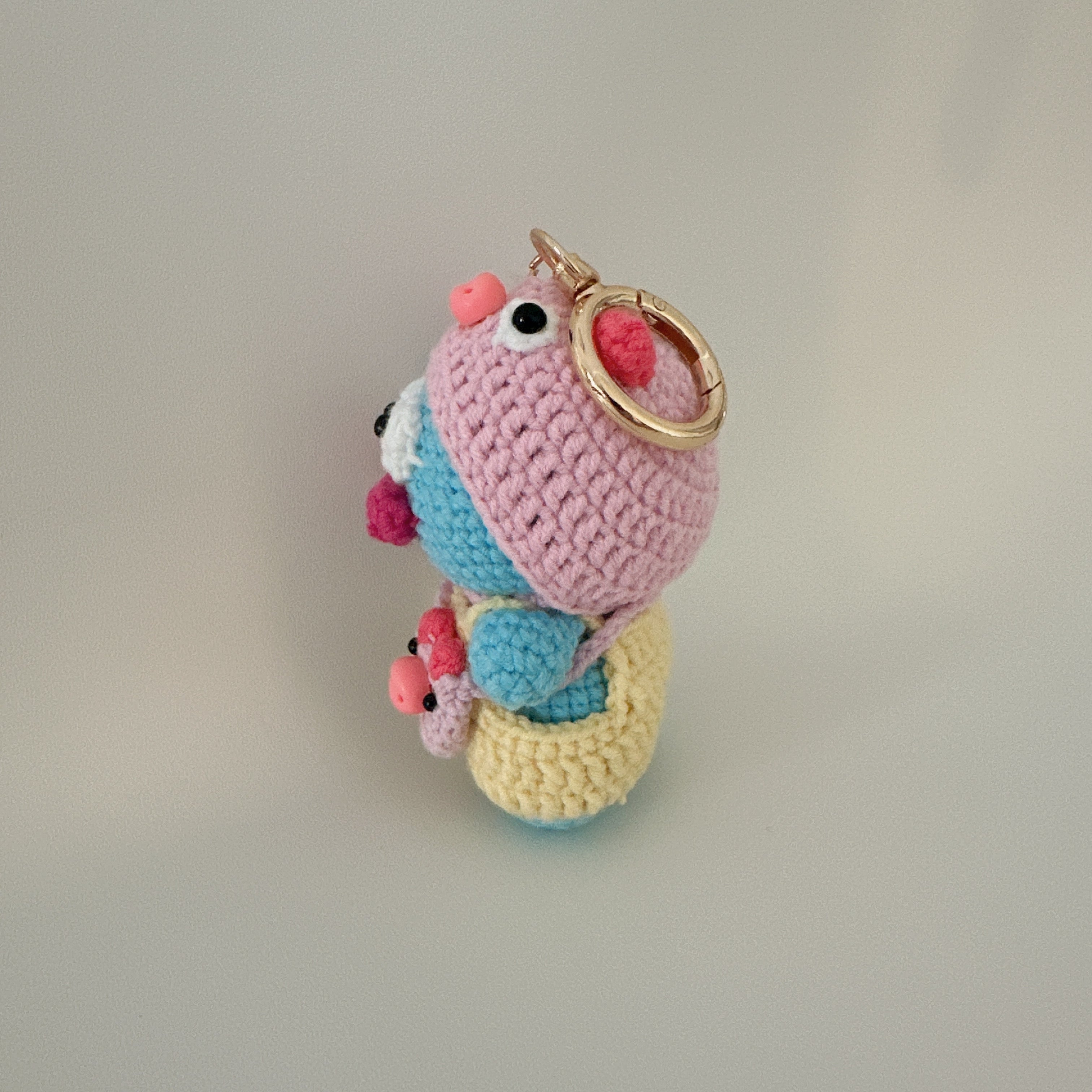 Froggy Monster Amigurumi Charm — Handmade Crochet Keychain Doll