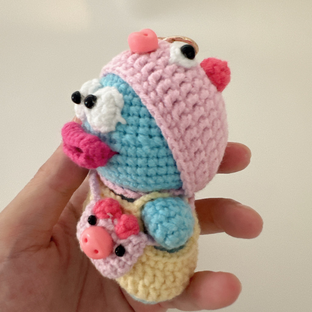 Froggy Monster Amigurumi Charm — Handmade Crochet Keychain Doll