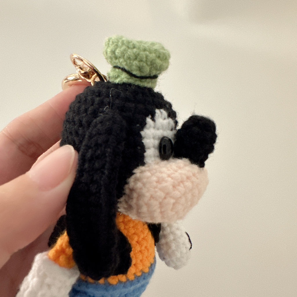 Clumsy Pup Amigurumi Charm — Handmade Crochet Keychain Doll