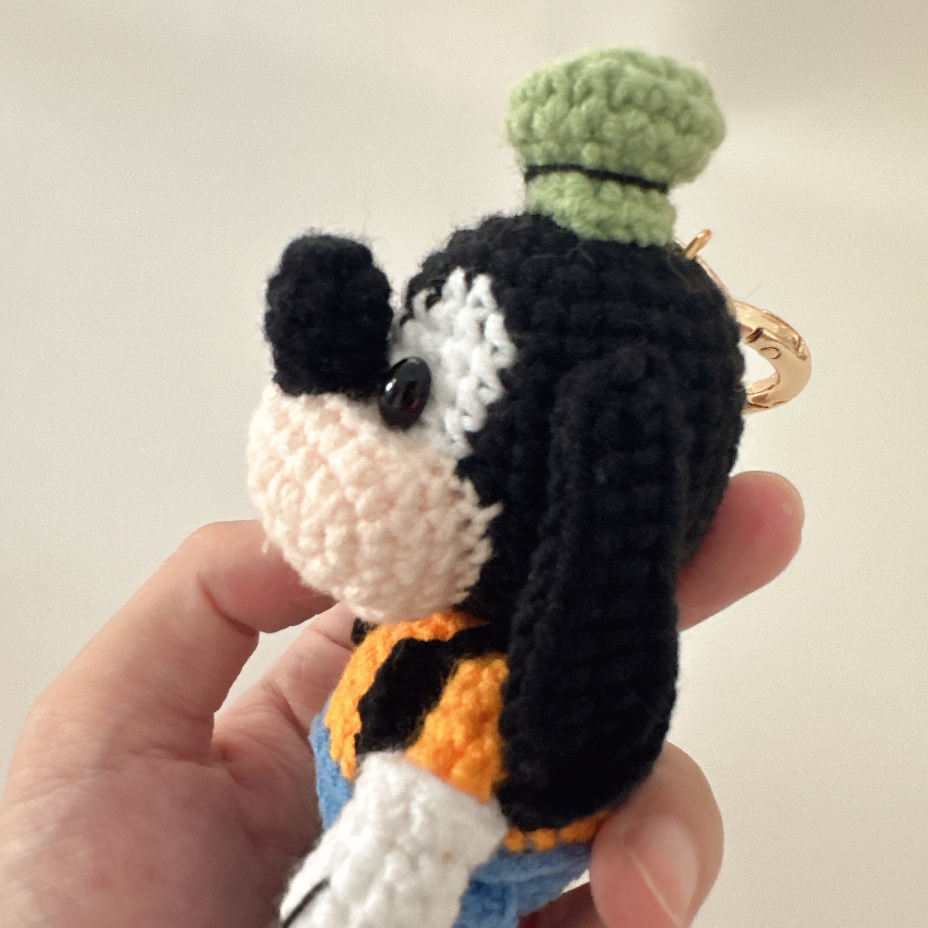 Clumsy Pup Amigurumi Charm — Handmade Crochet Keychain Doll