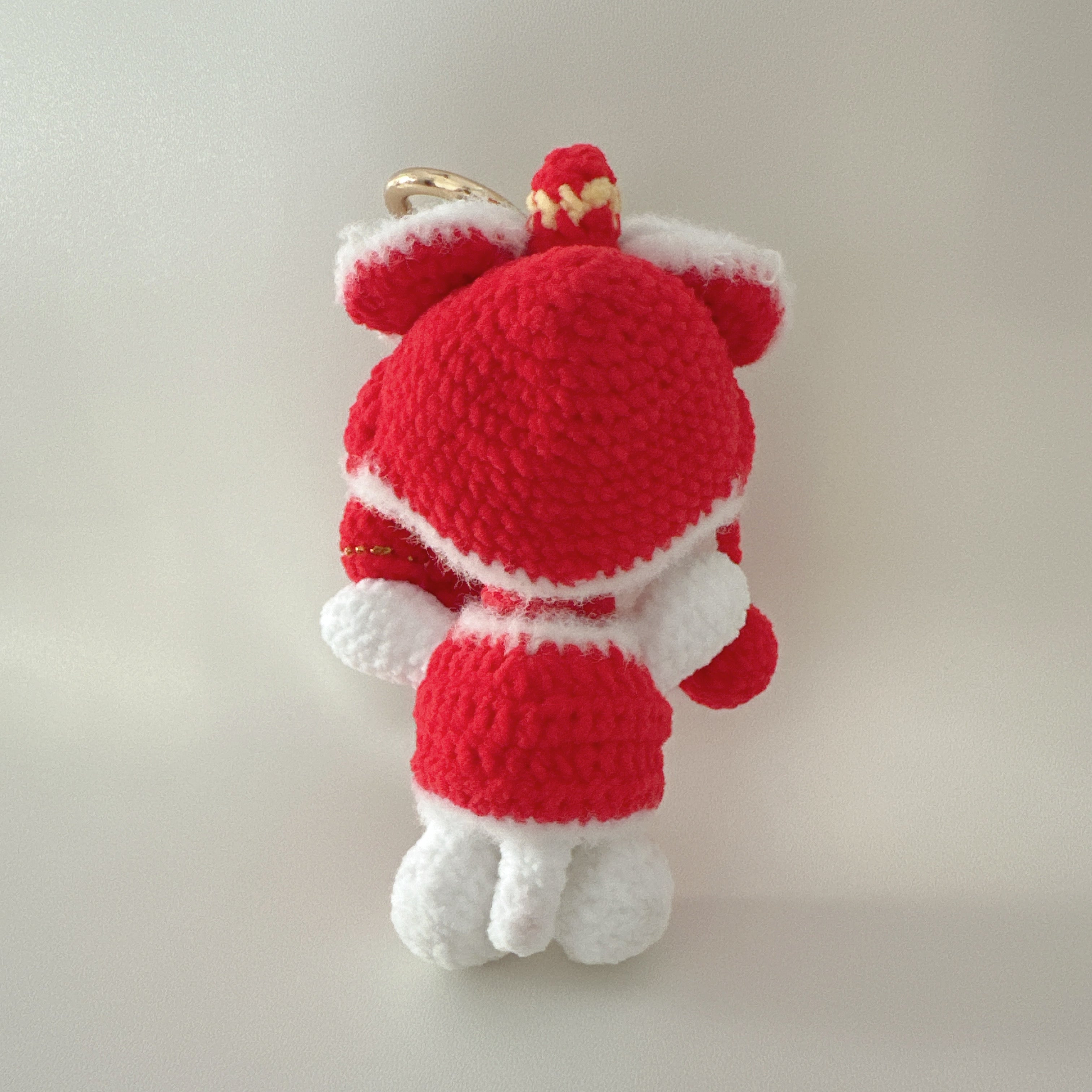 New Year Pup Amigurumi Charm — Handmade Crochet Keychain Doll
