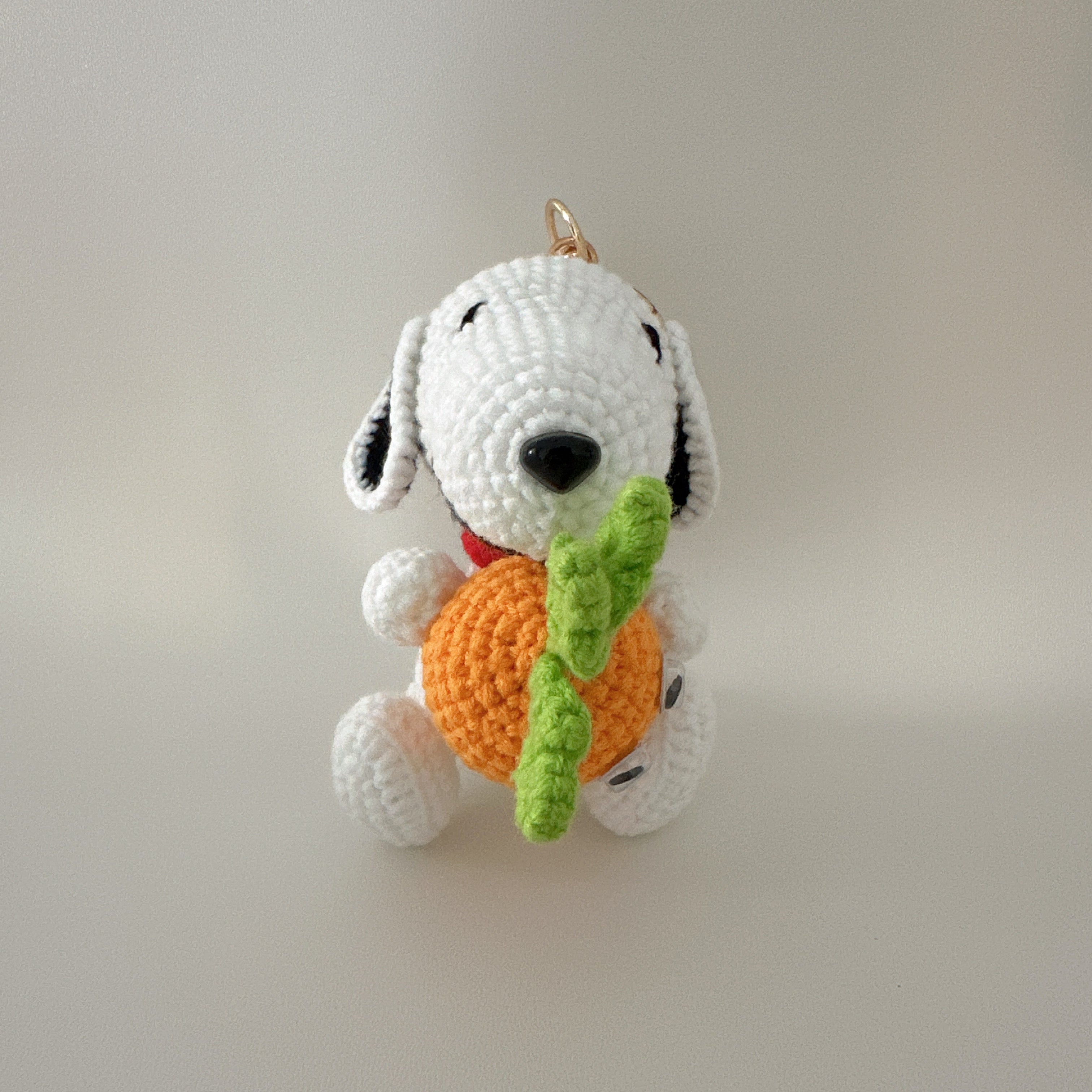 Carrot Pup Amigurumi Charm — Handmade Crochet Keychain Doll