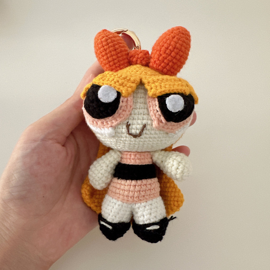 Super Bow Girl Amigurumi Doll — Handmade Crochet Keychain