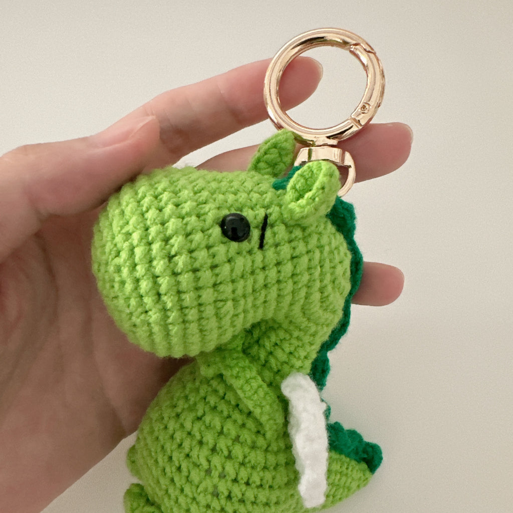 Lucky Dragon Amigurumi Charm — Handmade Crochet Keychain Doll