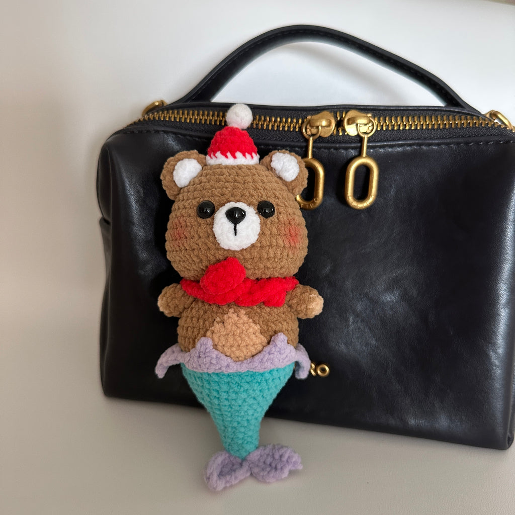 Christmas Bear Ice Cream Crochet Doll Amigurumi Charm | Keychain & Bag Pendant