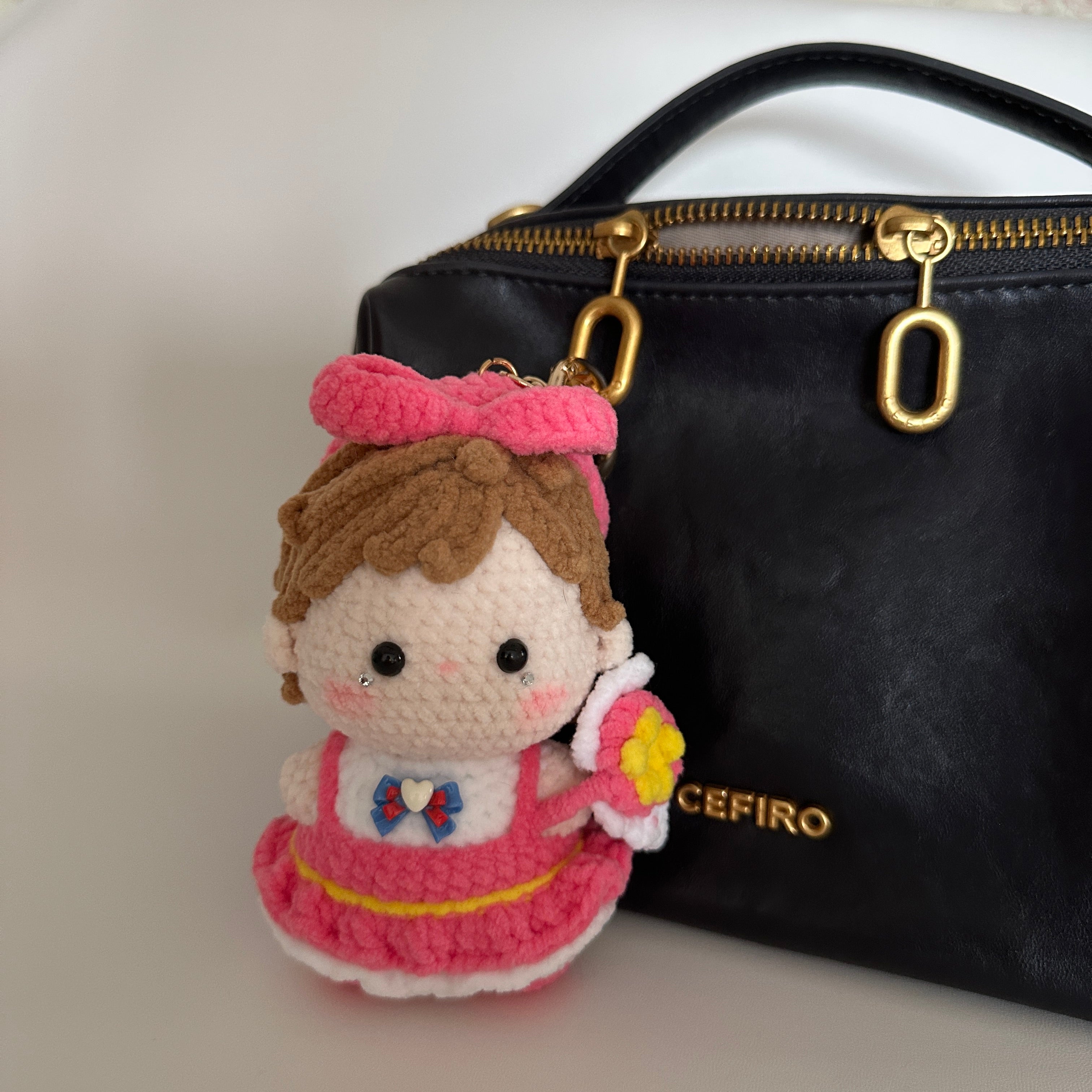 Sweet Bow Girl Crochet Doll Amigurumi Charm | Keychain & Bag Pendant