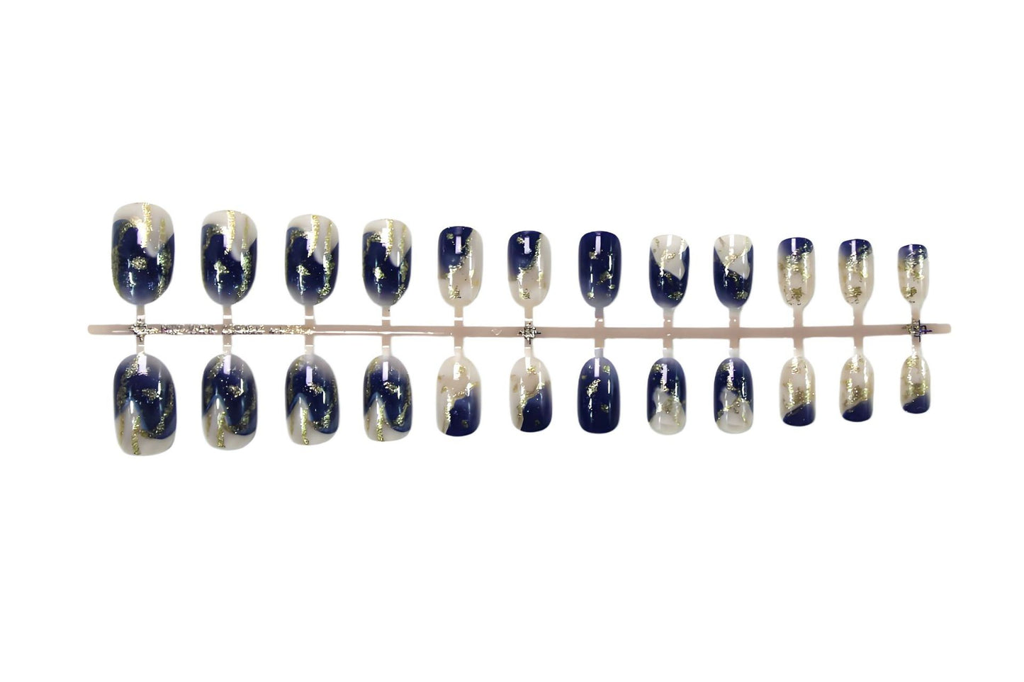 Ice Blue Blooming Press On Nails - Transparent Gradient Design